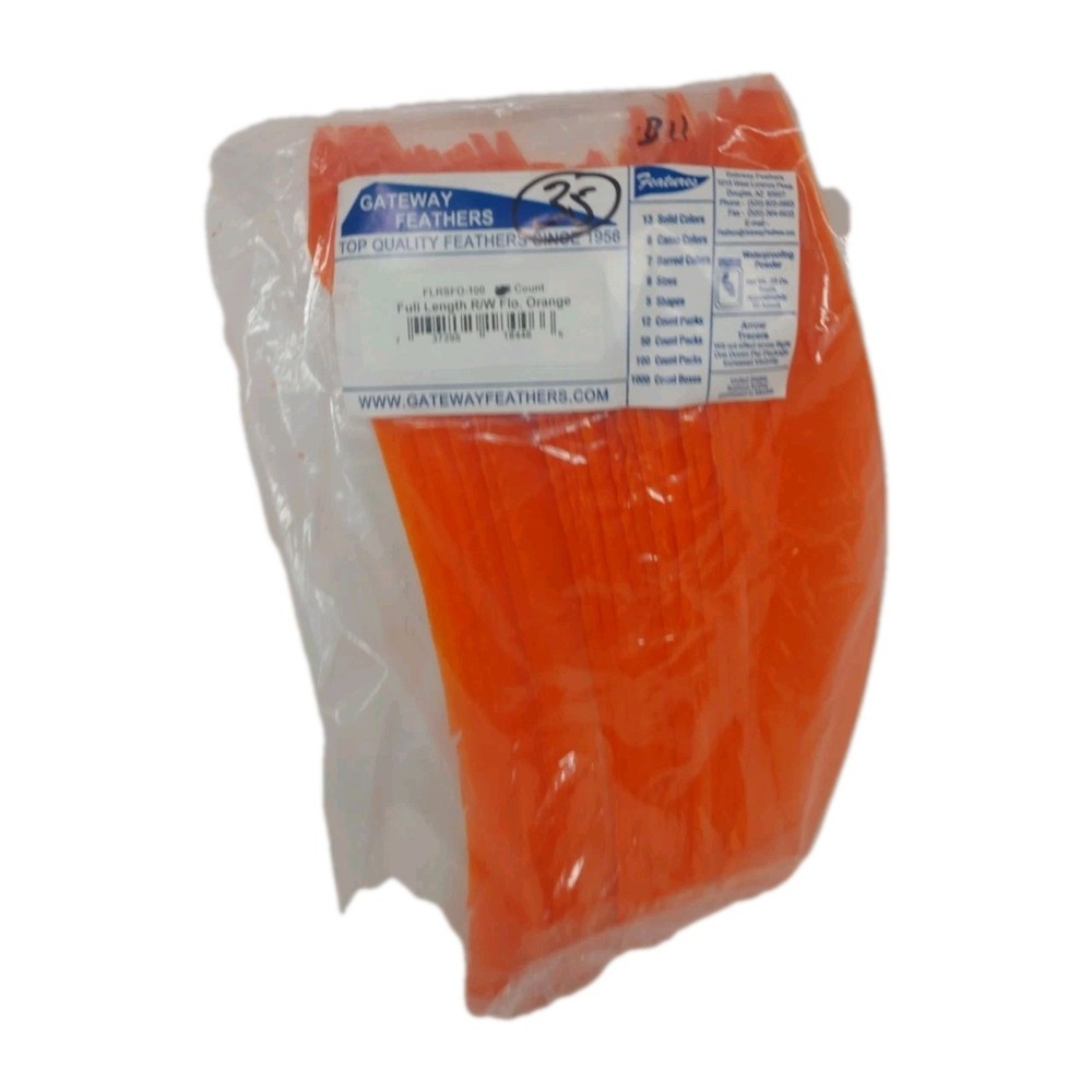 35 Count Gateway Feathers FULL LENGTH Right Wing: Fluorescent Flo Orange