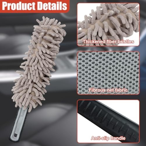 Car Interior Duster, No Scratch Microfiber Cleaning Brush with Camel