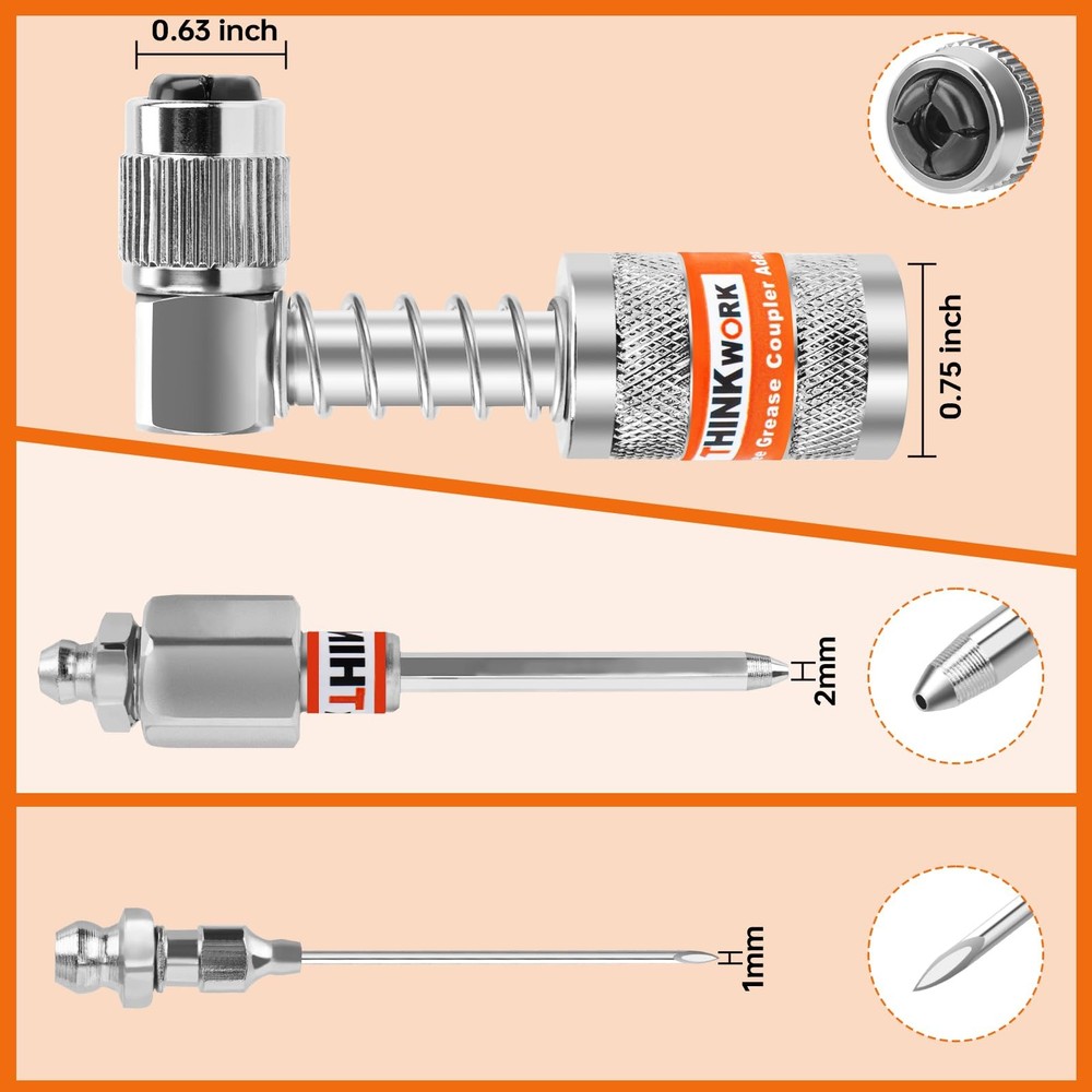 THINKWORK 4PC Quick Connect Greasing Accessory Kit, Grease Gun Couplers with...