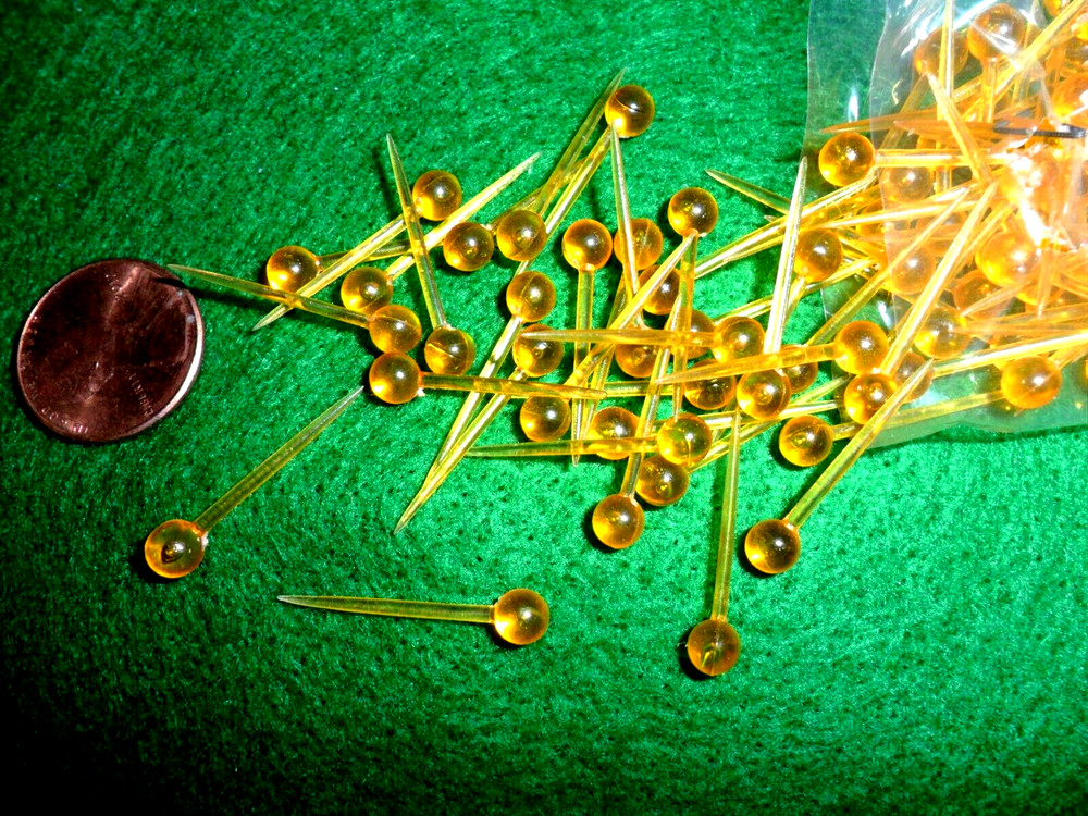 Vintage Plastic Translucent Orange Sparkle Pins (Sequin Pins)