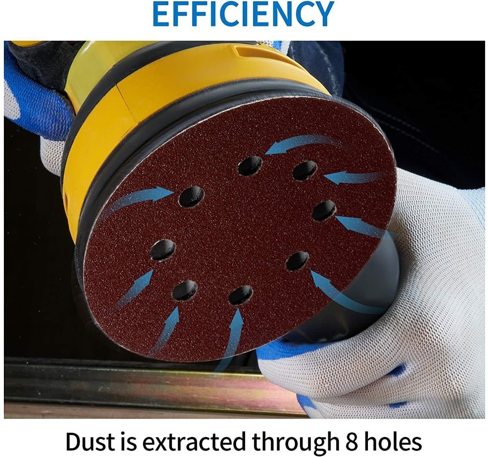 100PCS 5 Inch Sanding Disc1000 Grit 8 Hole Hook Loop Sanding Pad Sandpaper Disc