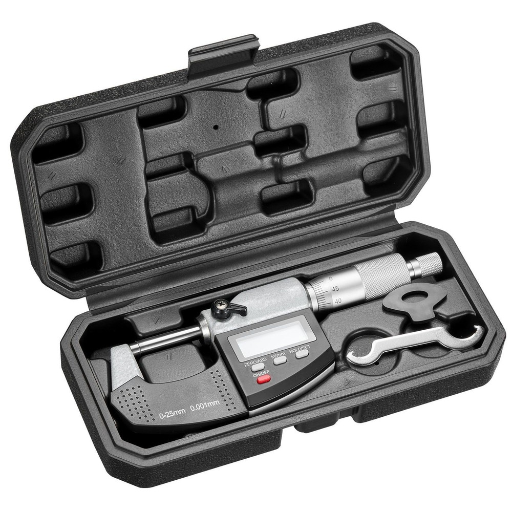 Digital Micrometer Set 0-1" LCD Ultra-Precision Carbide Tip Case