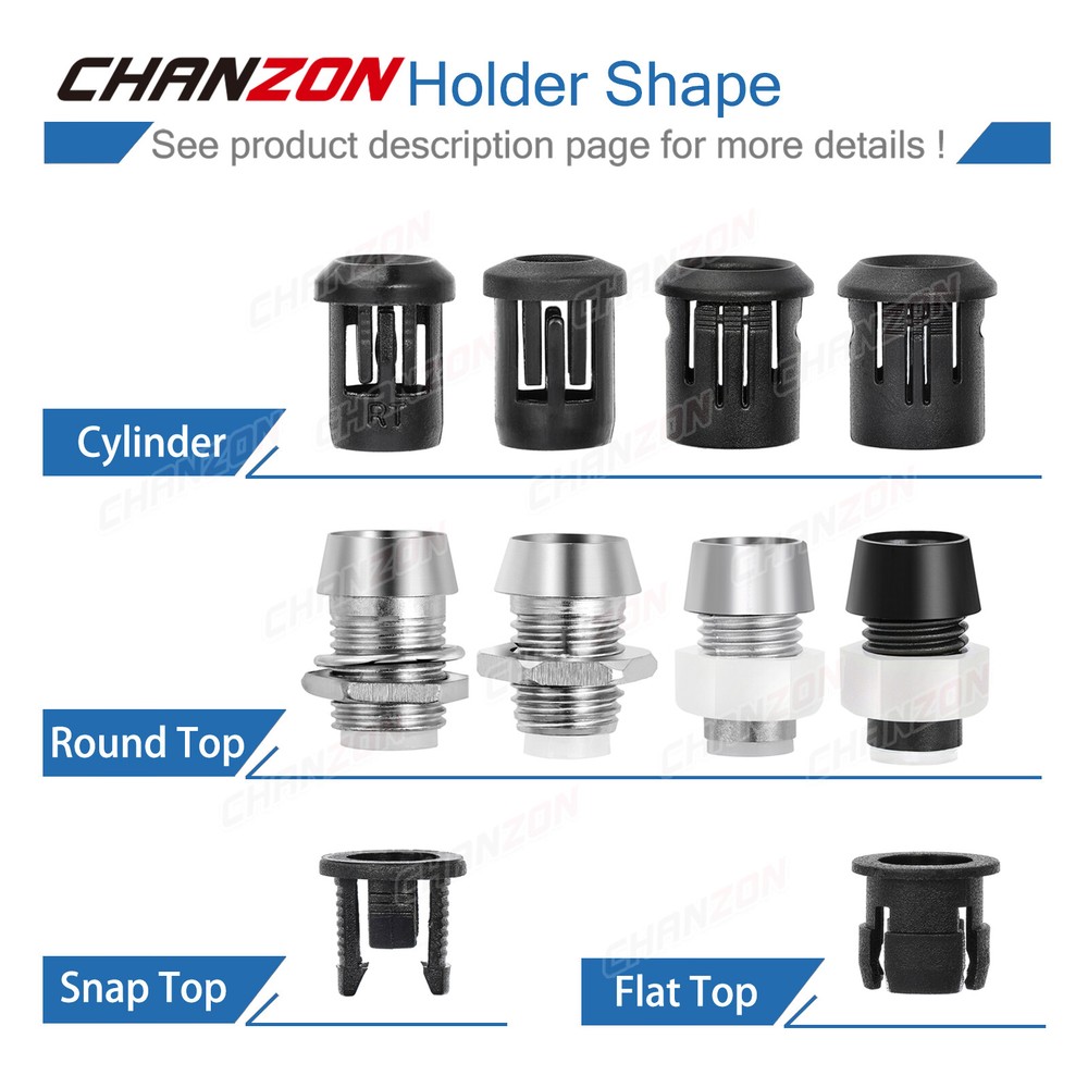 3mm 5mm 8mm 10mm Chrome Metal Silver Bezel LED Diode Holder Panel Mount Socket