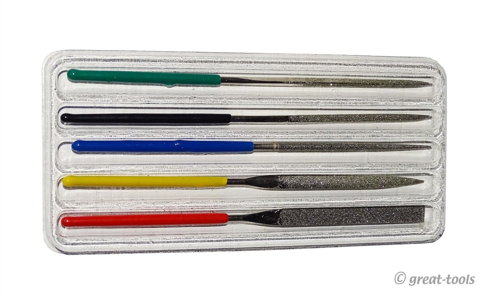 DIAMOND NEEDLE FILES – 5-pc mini file kit – assorted hobby tool set