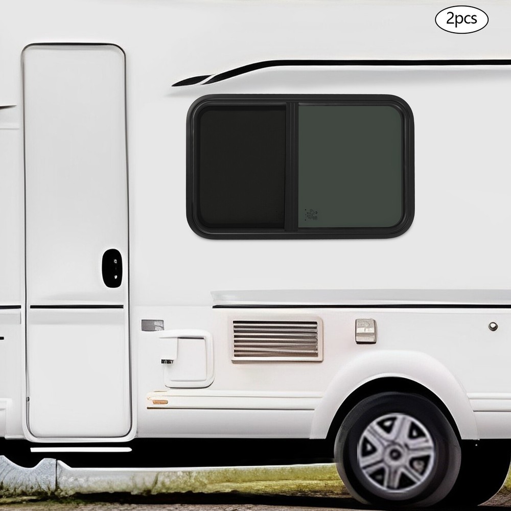 2 PCS RV Window,Modern Black Rectangular RV Windows, RV Vertical Slide Window