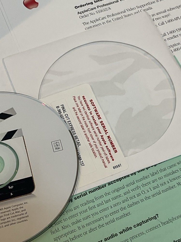 Vintage Apple Mac Final Cut Express Software Editor Version 1.0