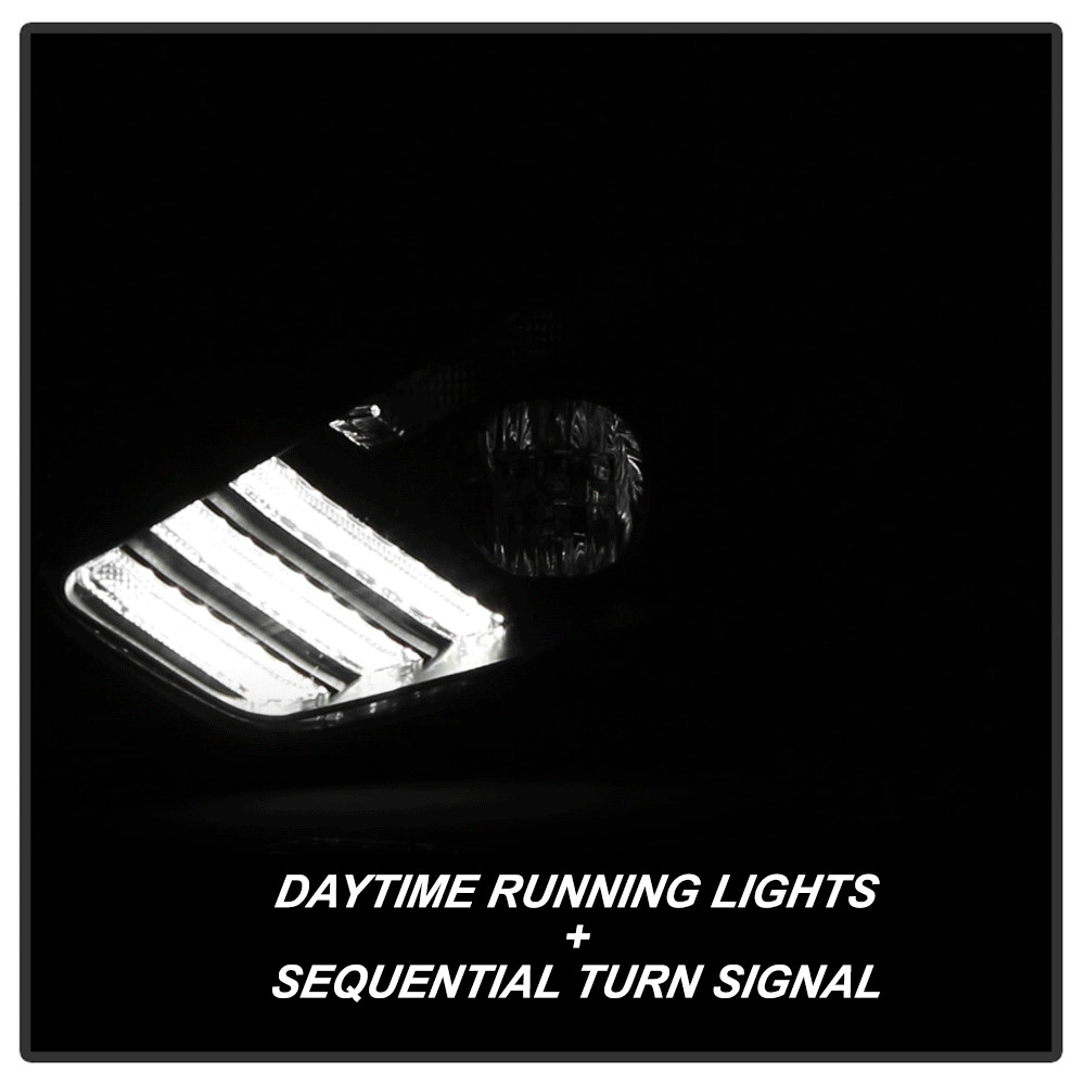 2015-2018 Ford Focus Halogen Type Black LED DRL Sequential Projector Headlights