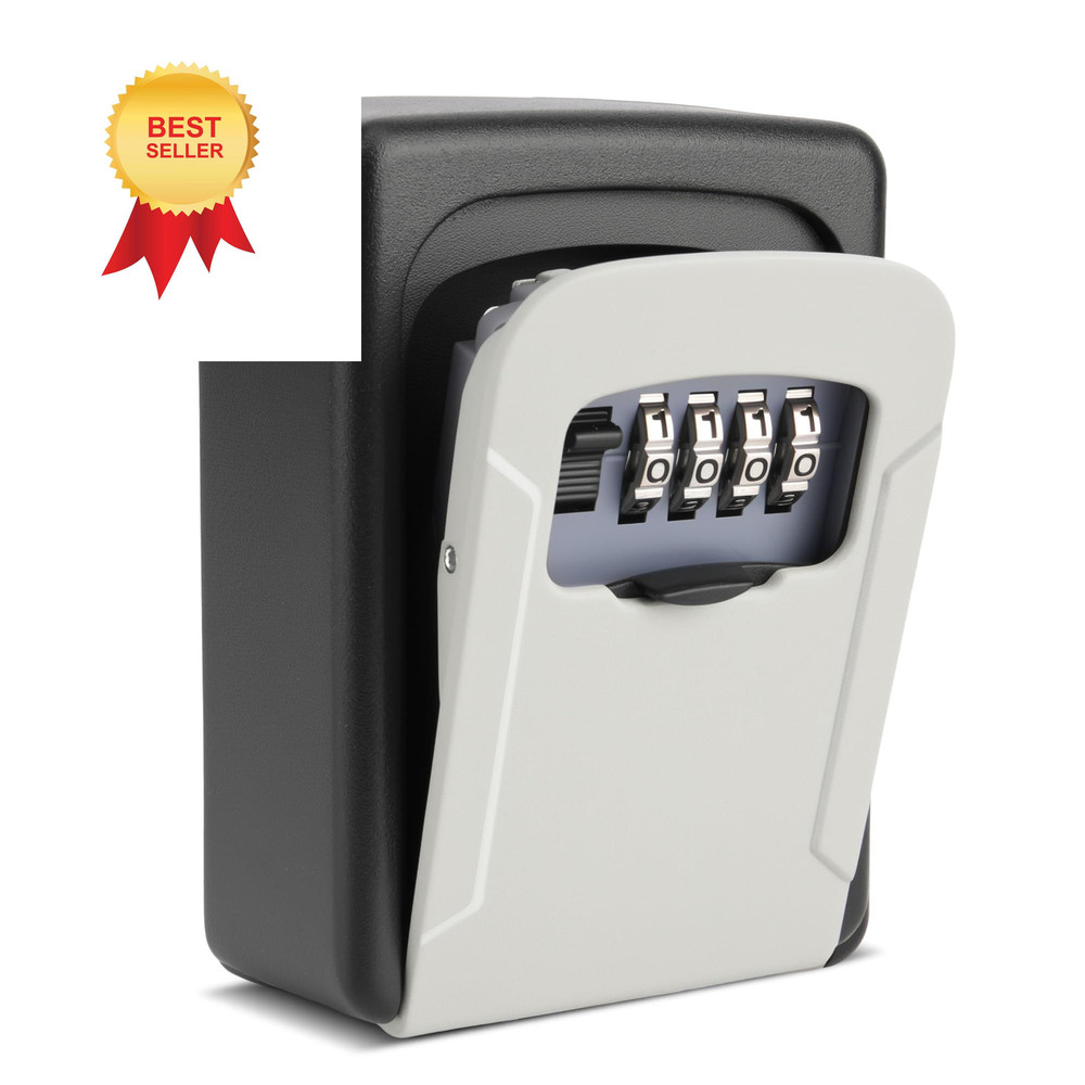 AMMIY Key Lock Box,Combination Lockbox Wall-Mounted Storage Box for Grey