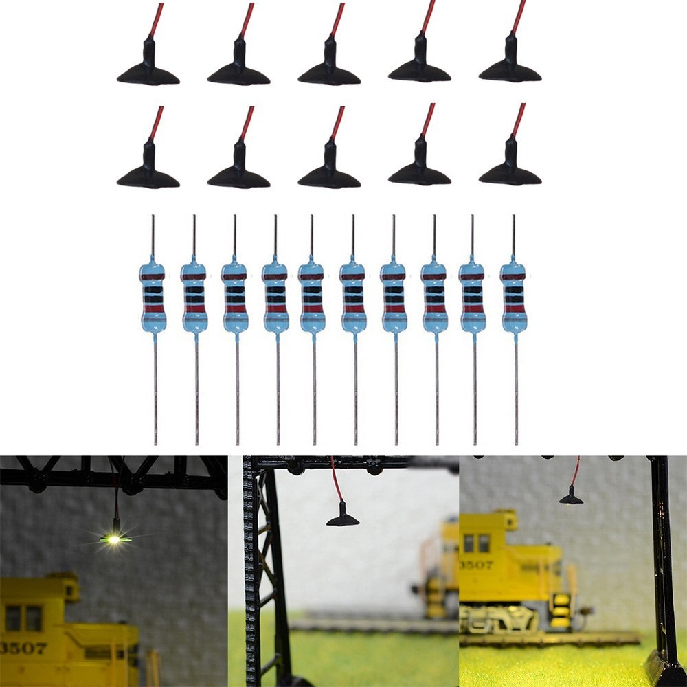 Model Train Scenery Decorations 10 Pack Black Wall Light LED Ceiling Lamps