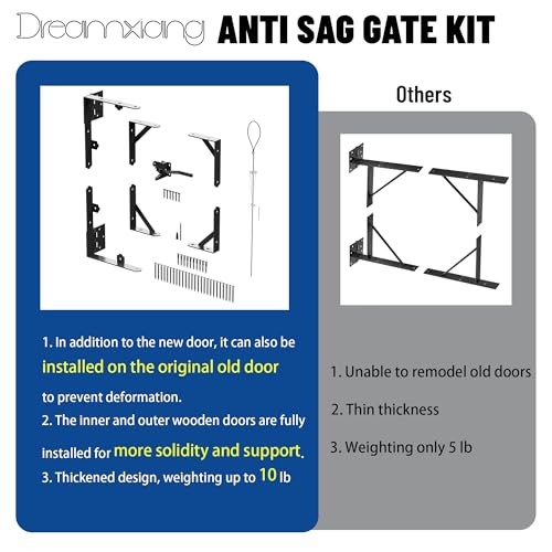 Gate Corner Brace Bracket Anti Sag Gate Frame Kit with Self-Locking Gate 2