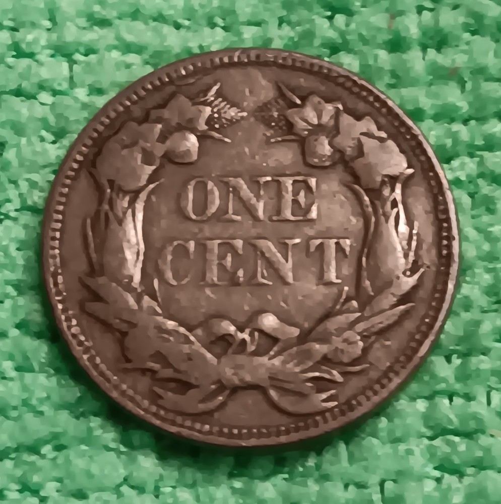 1858 flying eagle cent large letter F+