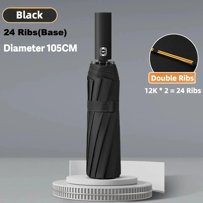 Windproof Automatic Folding Umbrella, 125CM Diameter Large Rain Umbrella