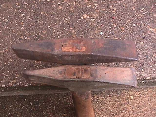 2 VINTAGE STONE CHIPPING HAMMERS