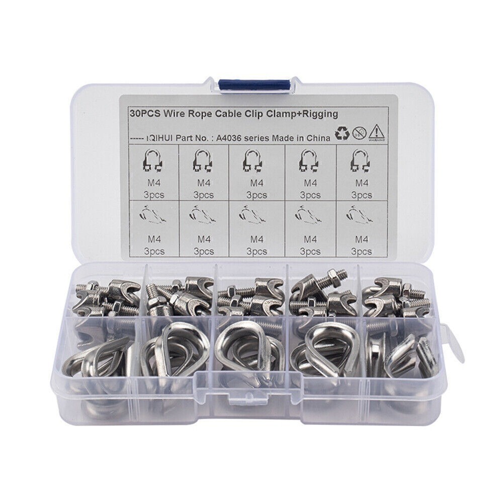 30PCS M4 Wire Rope Fixed Clamps with Triangular Ring