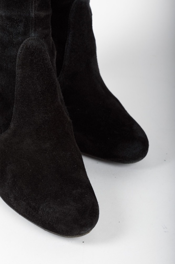 Stuart Weitzman Knee-High Black Suede Boots, Size 37