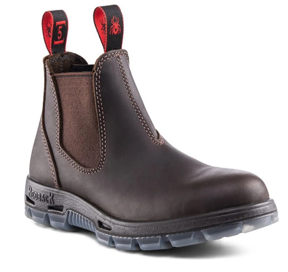 Redback UNPU Great Barrier/Nevada Elastic Sided Soft Toe Brown Work Boots