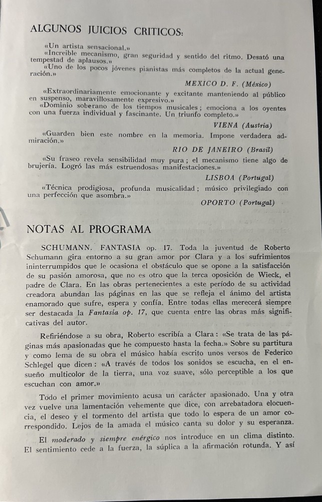 SIGNED Nelson Freire Barcelona Concert Program 1966 COA JSA VG+EX Condition
