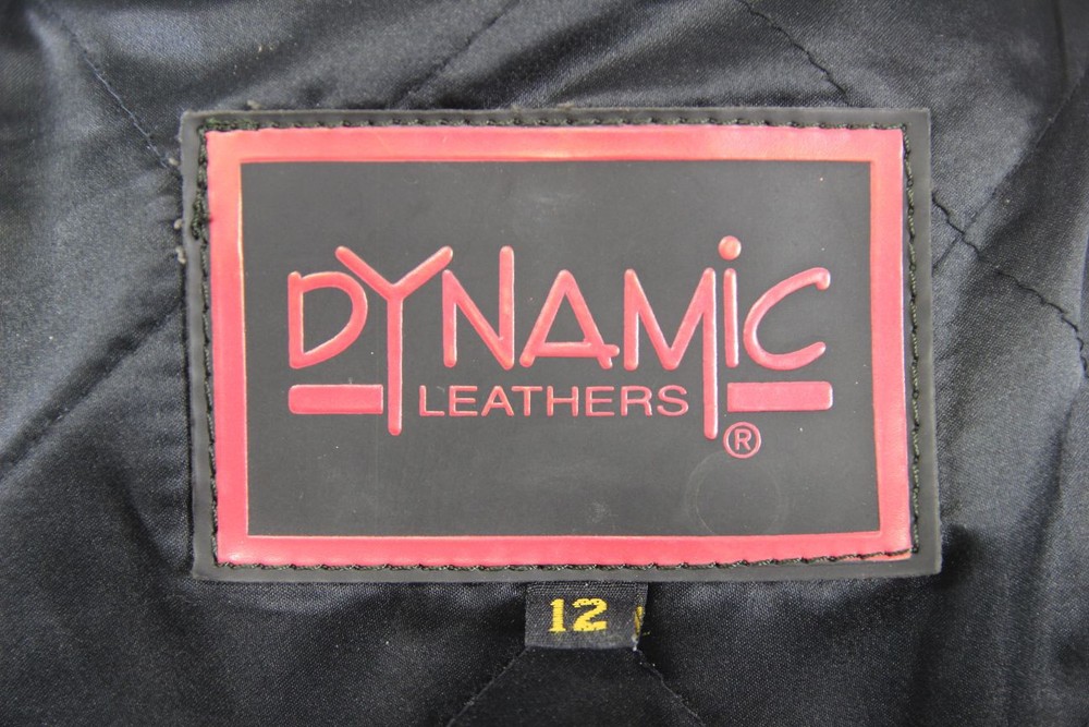 CLASSIC BLACK DYNAMIC LEATHERS BIKER JACKET SIZE 12