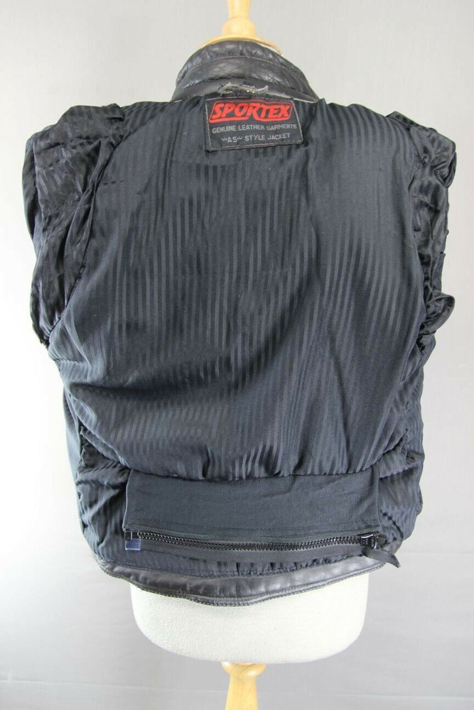 CLASSIC BLACK LEATHER SPORTEX A5 BIKER JACKET: SIZE 14