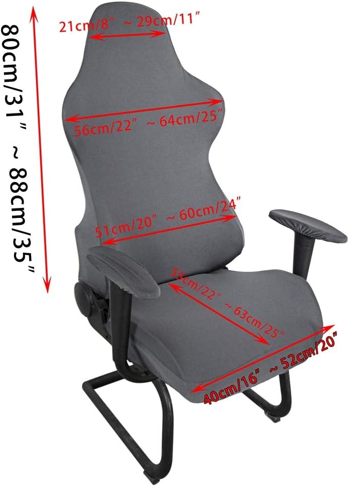 BTSKY Ergonomic Office Computer Game Chair Slipcovers Stretchy Dark Grey