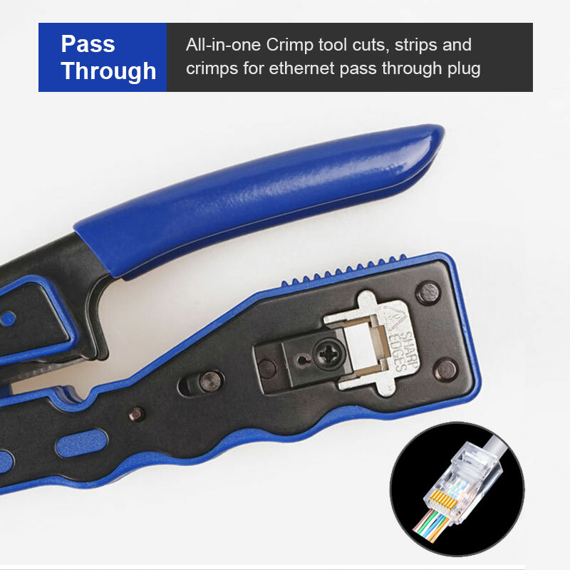 RJ45 Crimper Tool Pass Through Ethernet Crimper EZ Network Crimping Tool