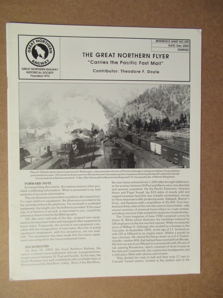 Great Northern Reference Sheet 290 Great Northern Flyer