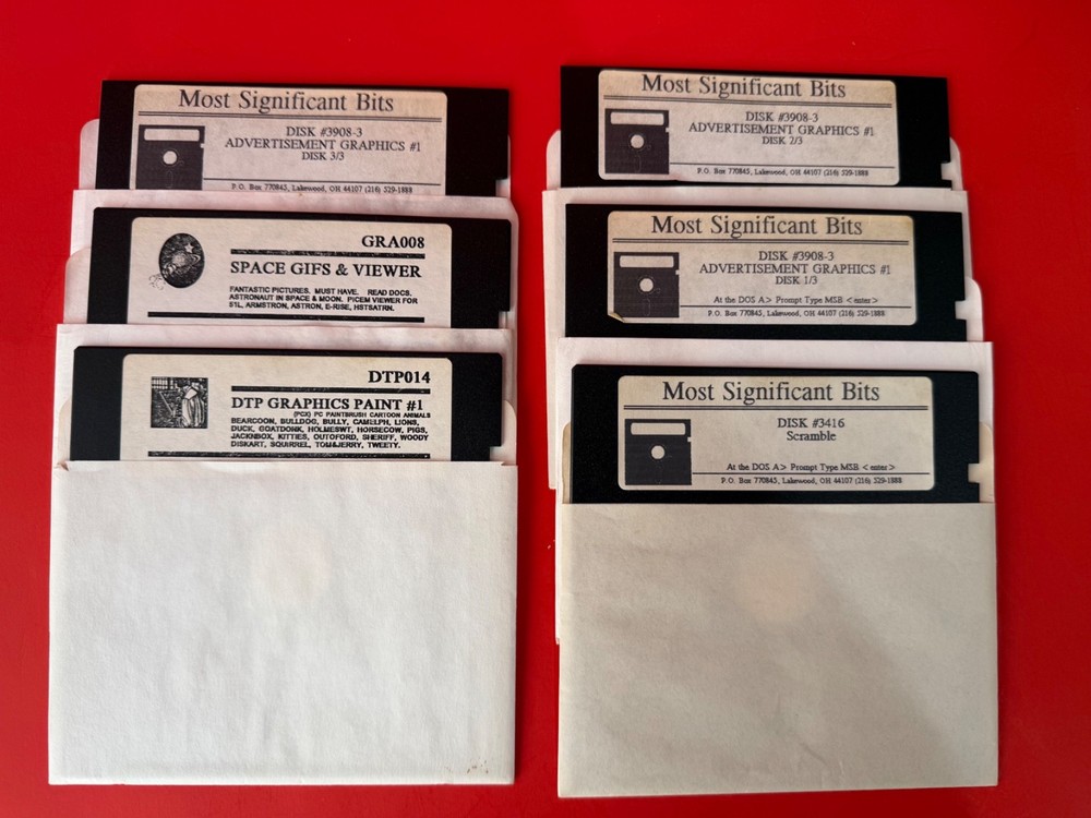 Most Significant Bits 6 Disk Set 5.25" Floppy Diskettes IBM /  Software PC