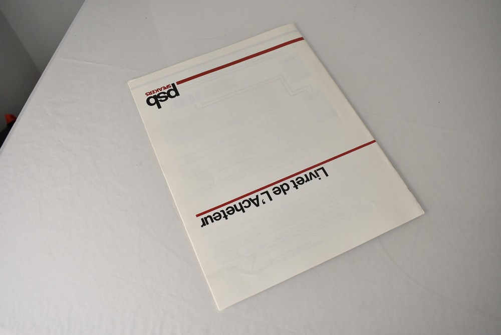 Original Vintage PSB Speaker Universal Speaker Owners Manual