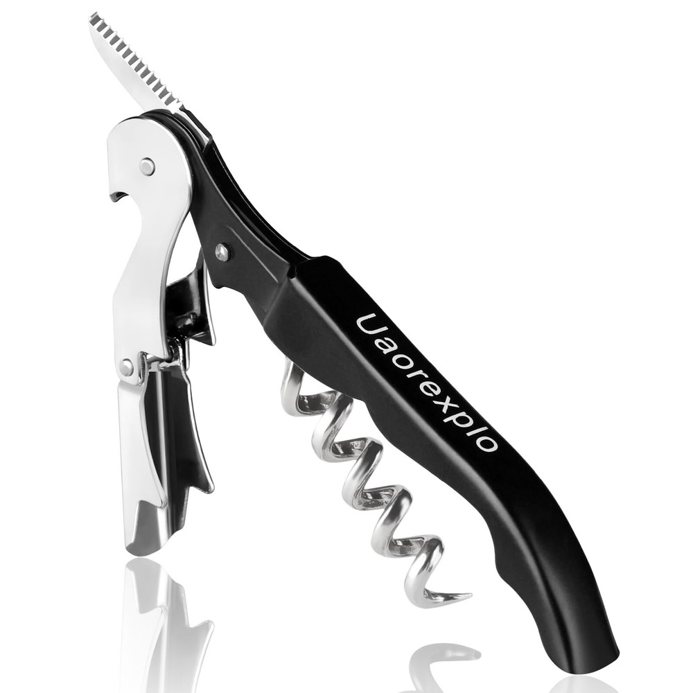 Manual Wine Opener Foldable Server Wine Key Double Hinged Corkscrew With Foil Cu
