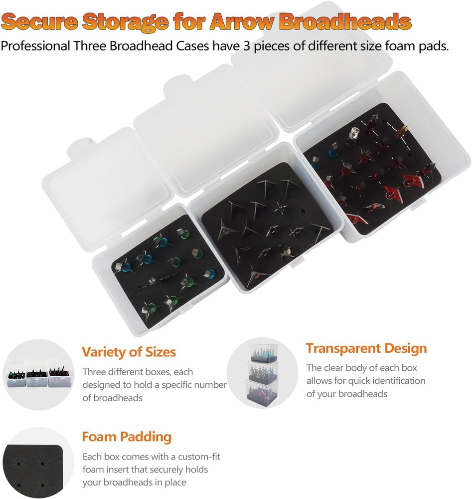 Broadhead Box, Archery Storage Case, Arrow Head Organizer Holder Arrowheads, ...