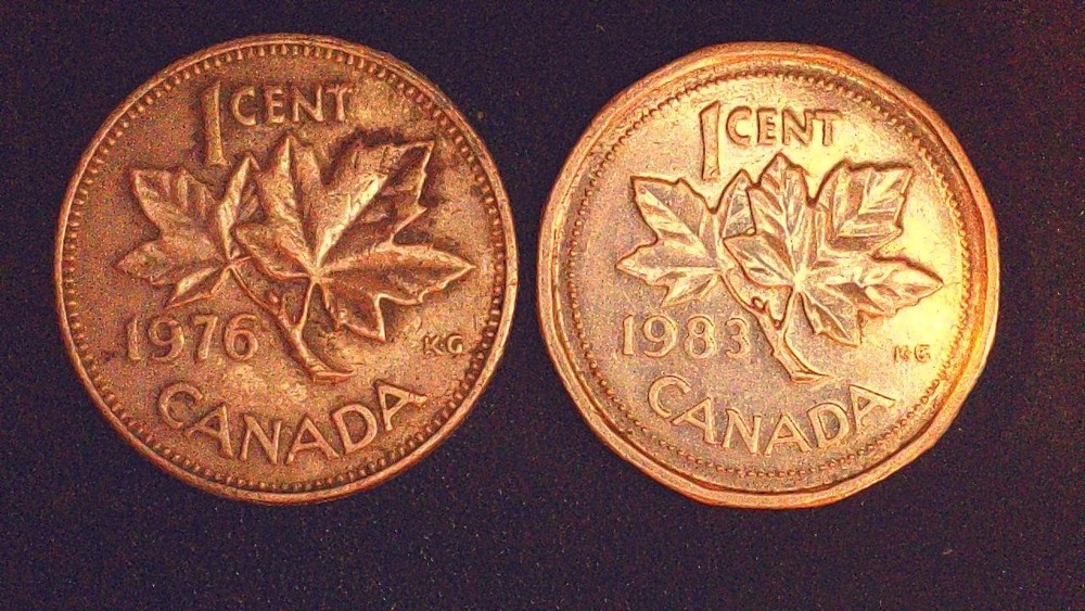 Canada 1976 +  1983 One Cent Coins Better Grade