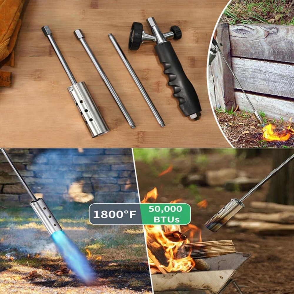 Detachable Long Arm Weed Torch Propane Burner Terminator Flame Control Valve US