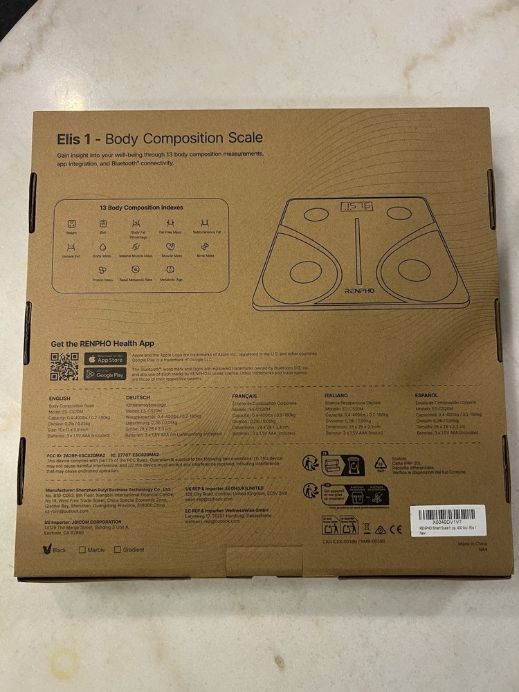 RENPHO Digital Body Composition Scale Elis 1 App Control