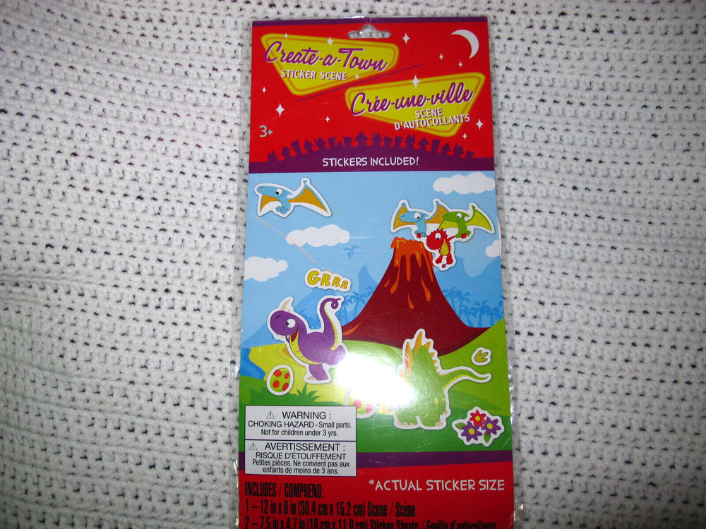 Create A Town Dinosaur STICKER SCENE KIT includes stickers and background New