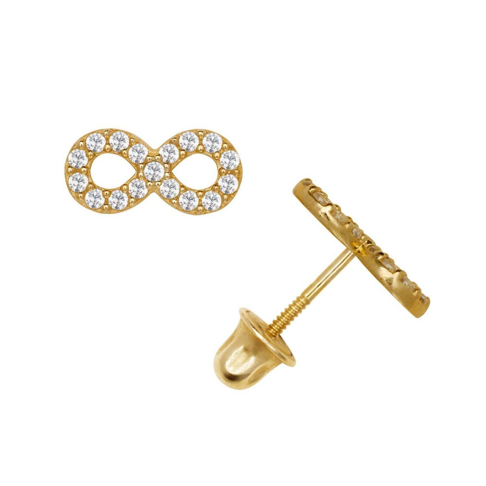 14K Yellow or white Gold CZ Infinity Stud Earrings