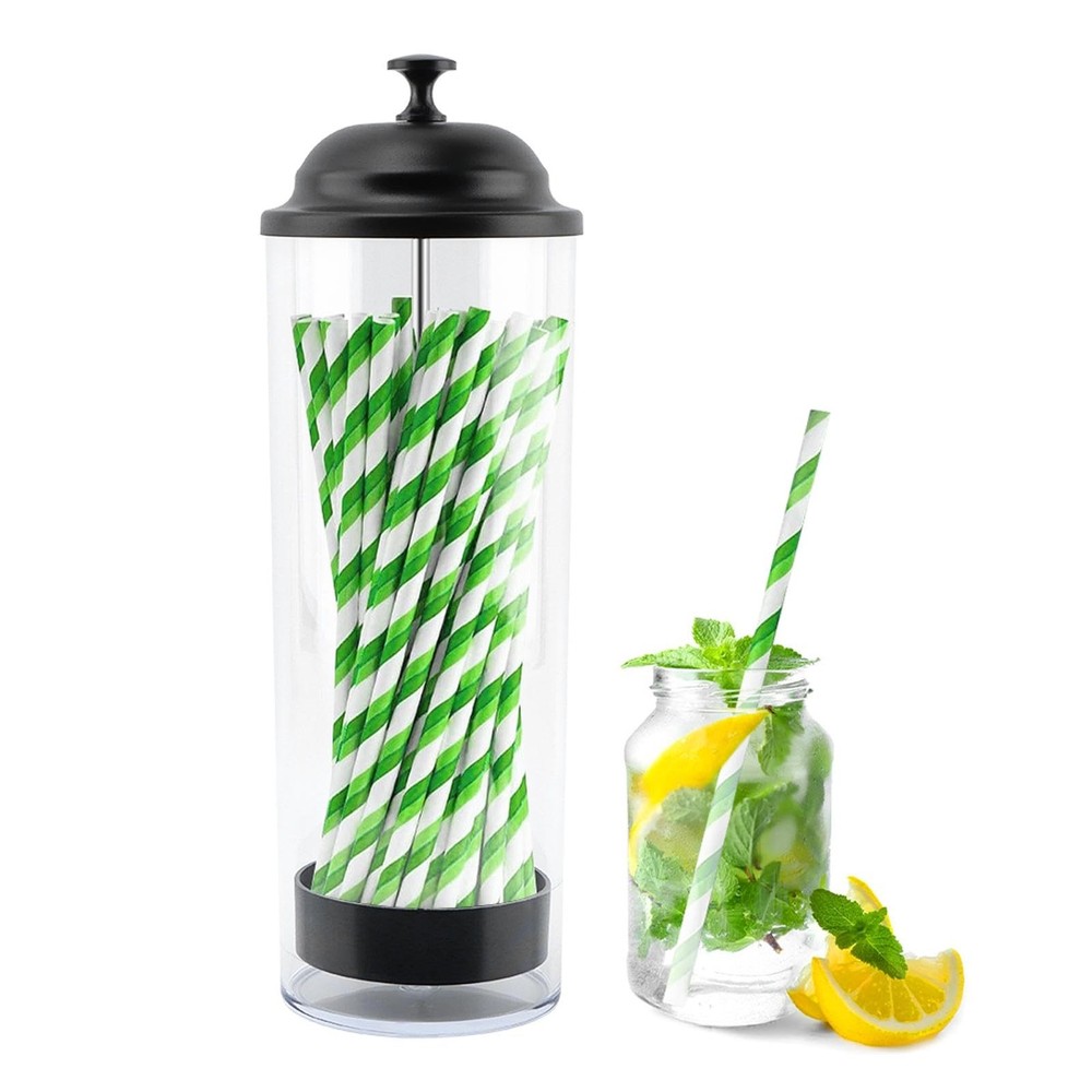 Straw Holder,Drinking Straws Dispenser for Counter,with Lid,Drinking-Straw Or...