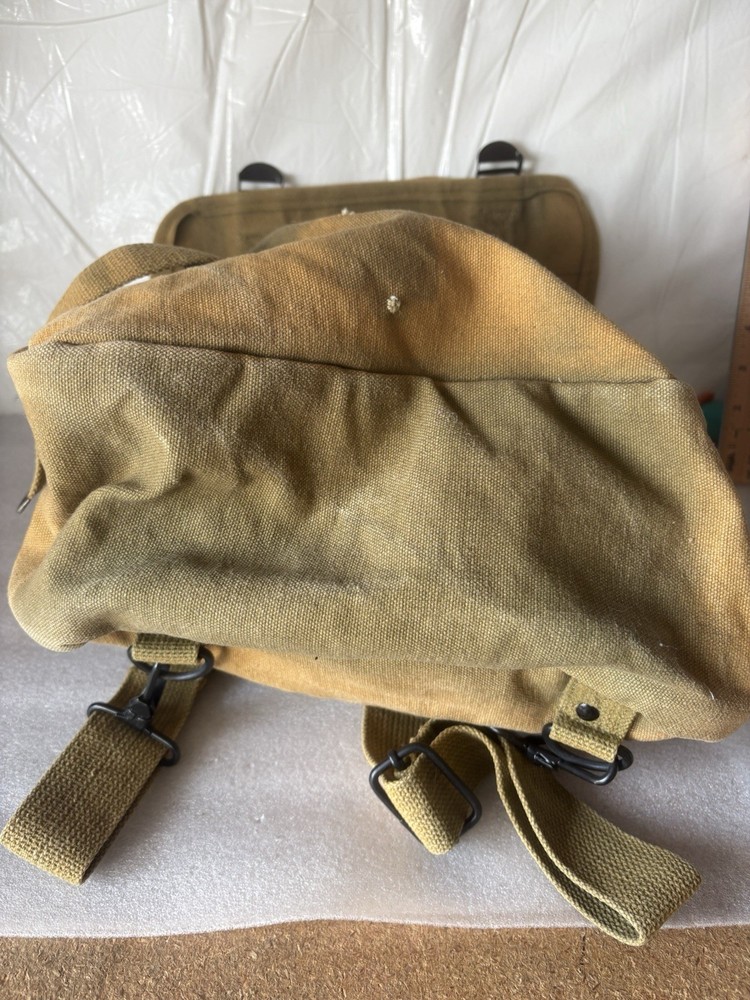 Military Style Canvas Backpack Tan/green