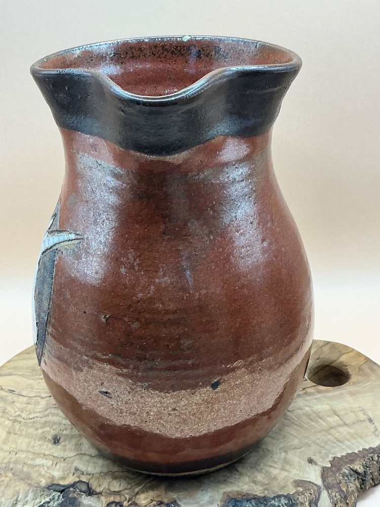 Handmade Pottery Unicorn Pitcher Signed Glazed (2 tiny chips on mouth)