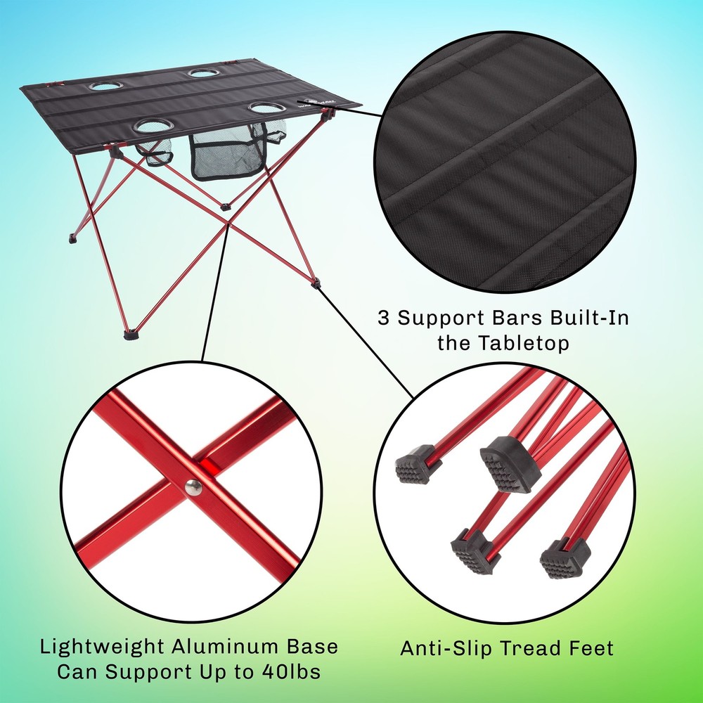 Camping Table 4 Mesh Cupholder Mesh Side Pocket