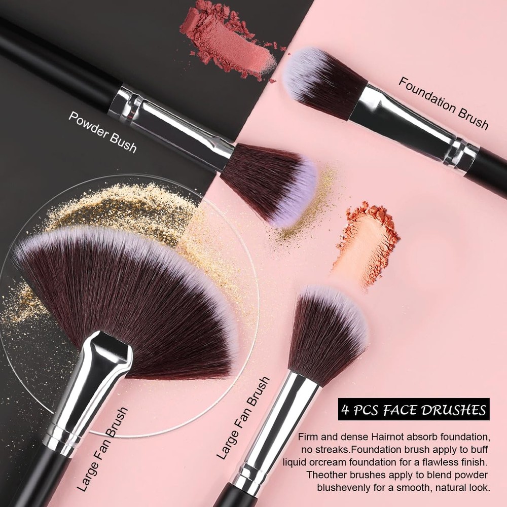 Makeup Brush Set, SOLVE 32 Pieces Professional 32 Piece Black