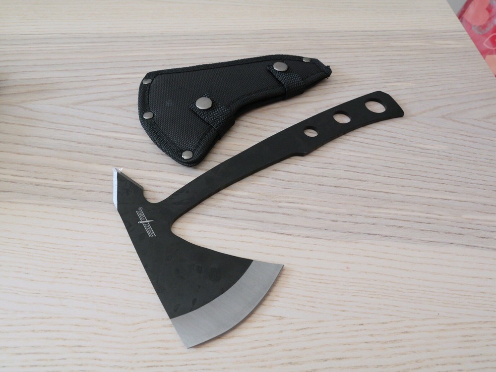 10” Throwing Axe Full Tang Black Stealth Tactical Nylon Sheath Sharp Tomahawk