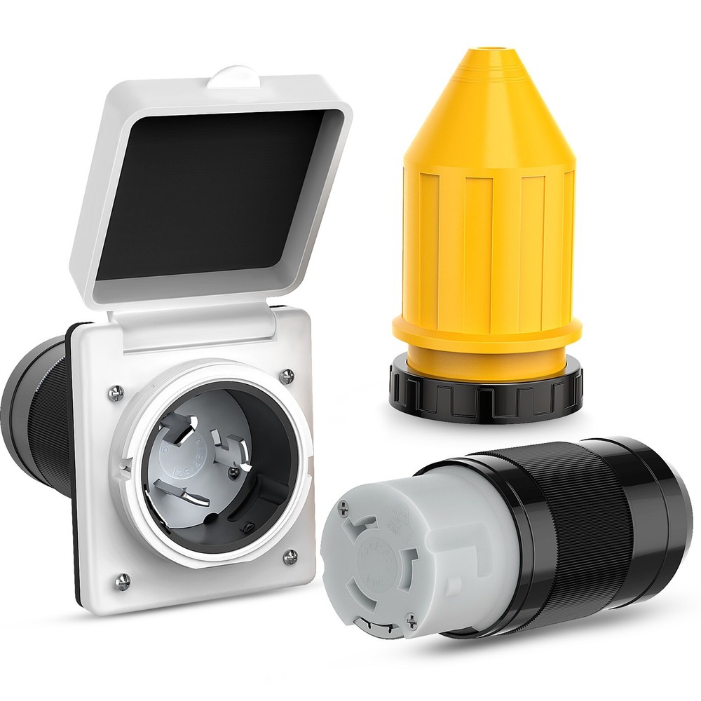 Nilight 50AMP RV Power Inlet Outlet Shore Power Kit w/Boot Cord Protector