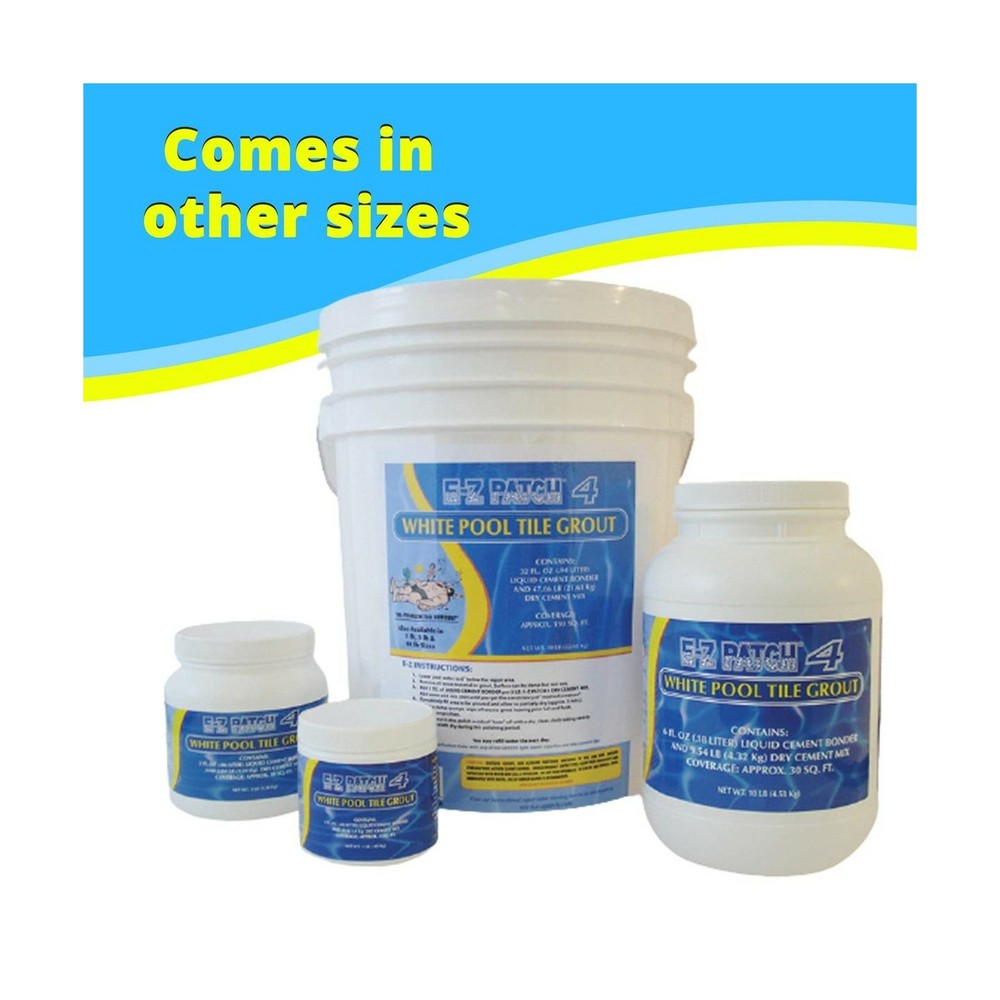 E-Z Patch 4 Fast Setting Underwater White Pool Tile & Grout Repair - Tile Gro...