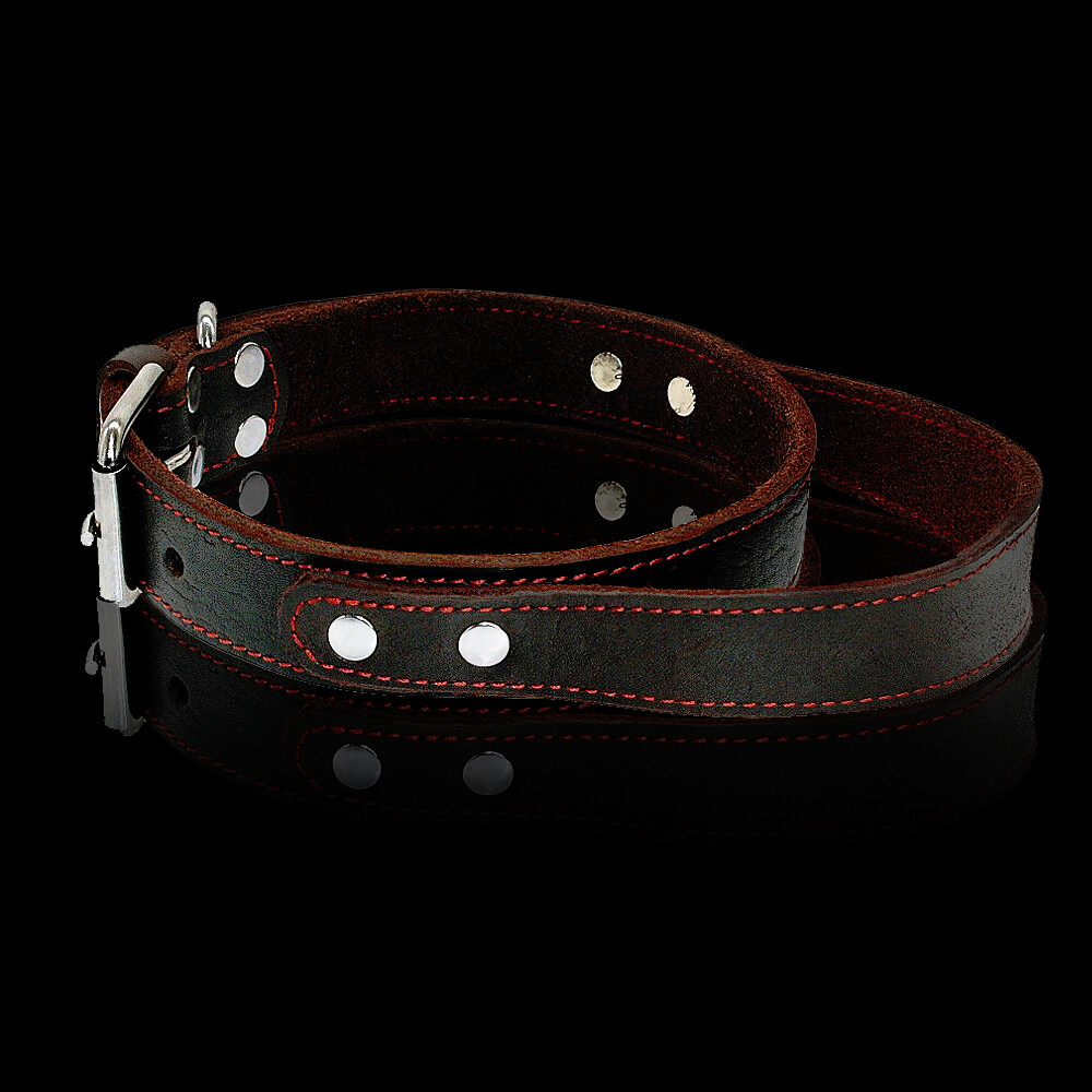 Heavy Duty Soft Real Leather Dog Collar with Control Handle for Training Pitbull