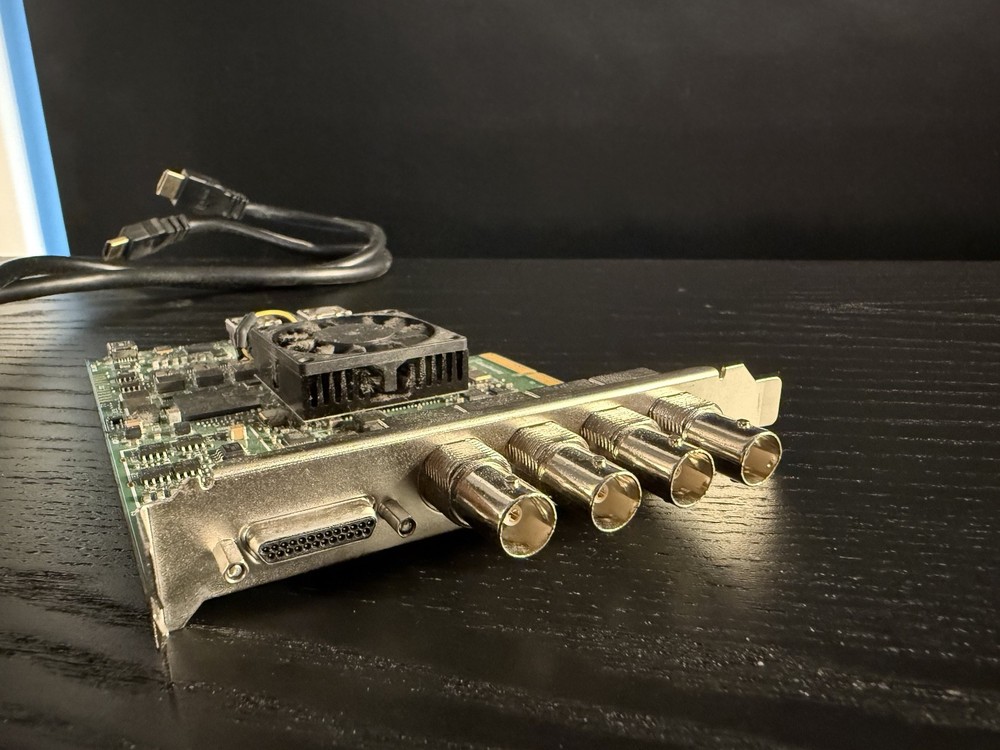 Blackmagic Design DeckLink Studio 4K with HDMI riser and analog breakout cable