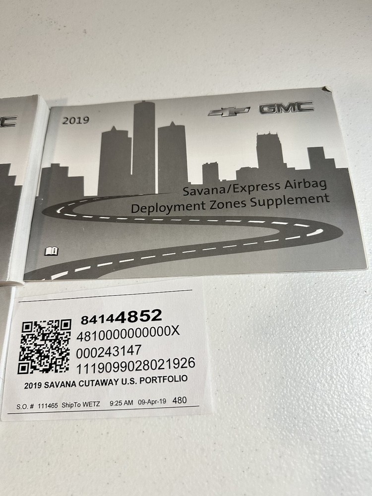 2019 GMC Savana Owner Manual Set