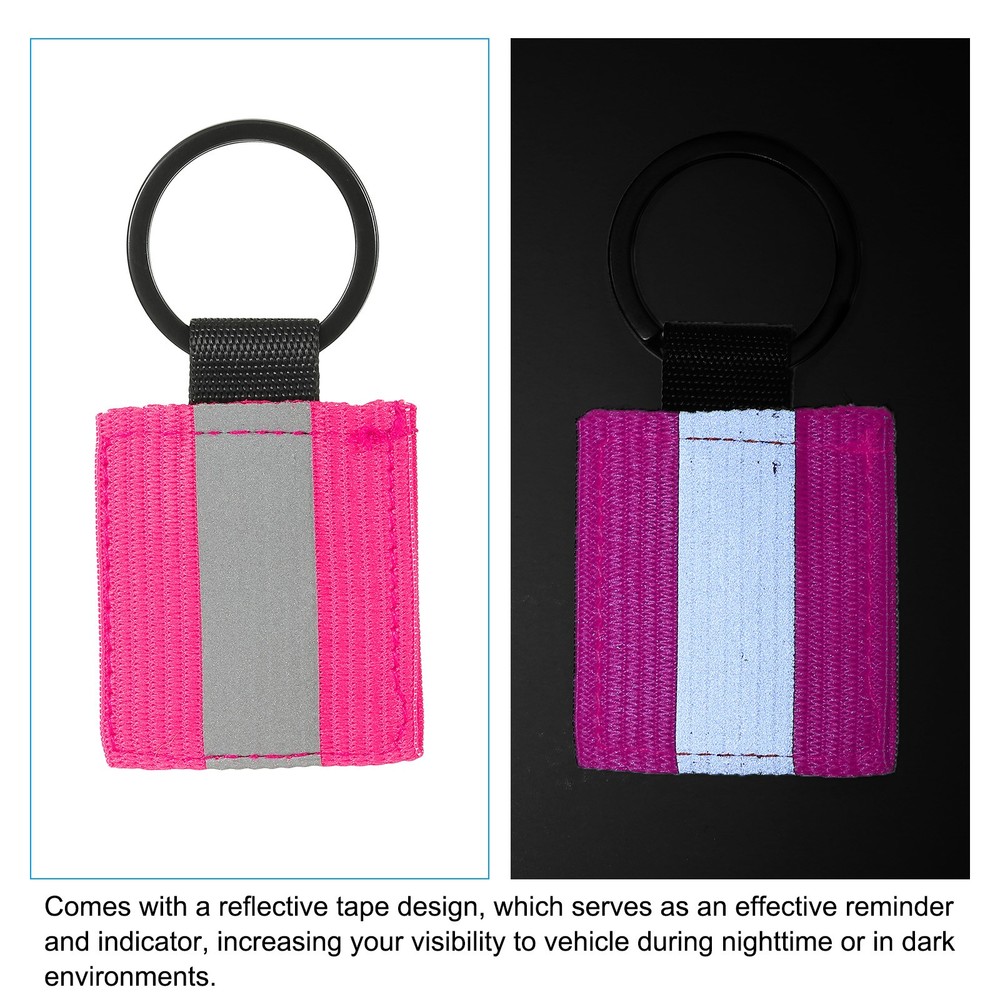 9 Pcs Reflective Keychain Tags, Reflective Zipper Pulls, Pink