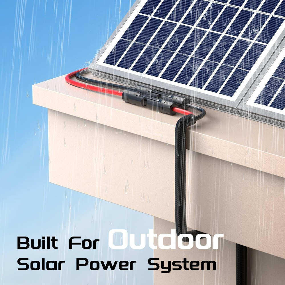 1 Pack 10awg 30ft Solar Panel Extension Cable Flame Retardant IP68 Waterproof