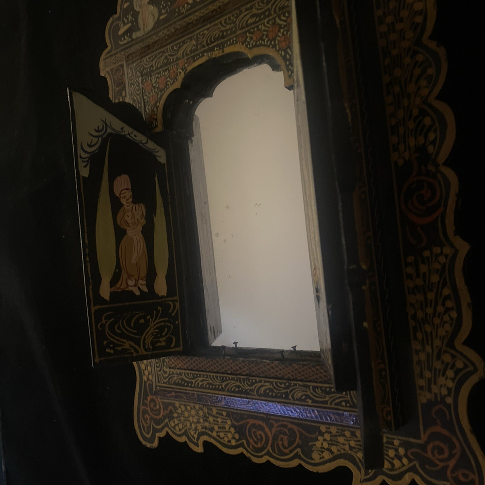 Antique Handpainted Qajar Laquer Mirror