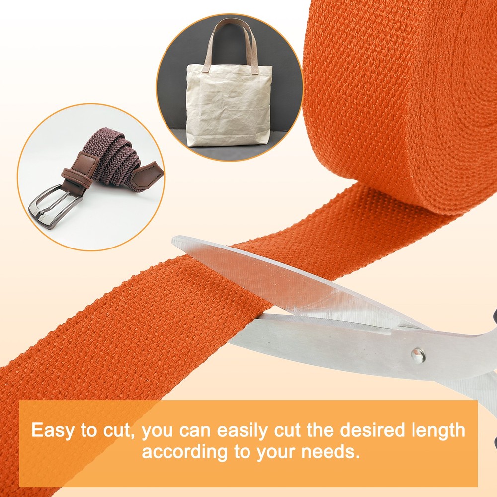 Cotton Webbing 1.5 Inch 11 Yard Polyester Cotton Webbing Strap, Orange